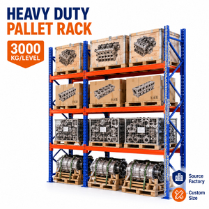 3000KG Heavy Duty Warehouse Shelf Rack for Pallet and Carton Storage 4 Levels